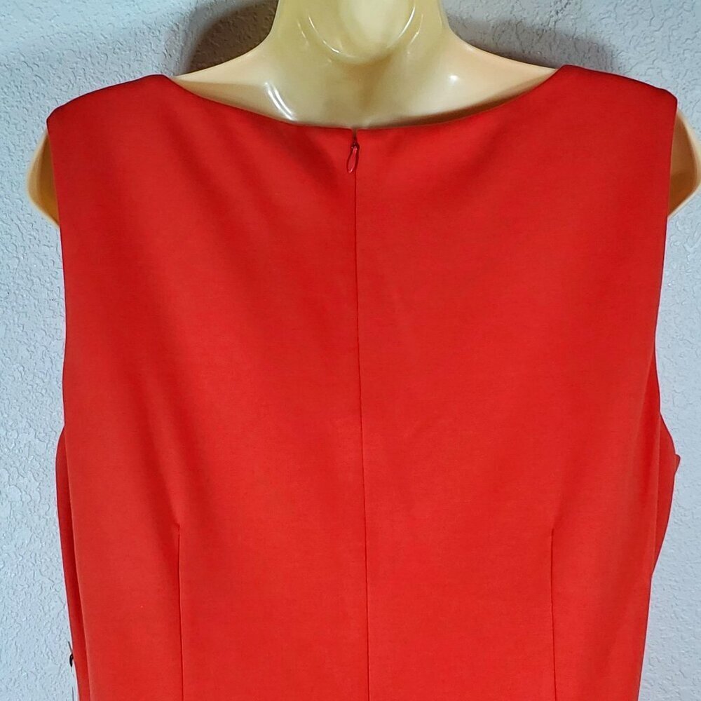 NWT Ivanka Trump Size 16 Sheath Dress Orange Starburst Sleeveless - Picture 11 of 12